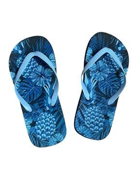 Kids Tropical Pineapple Print Flip Flop thong Sandals, Blue kids 2.5